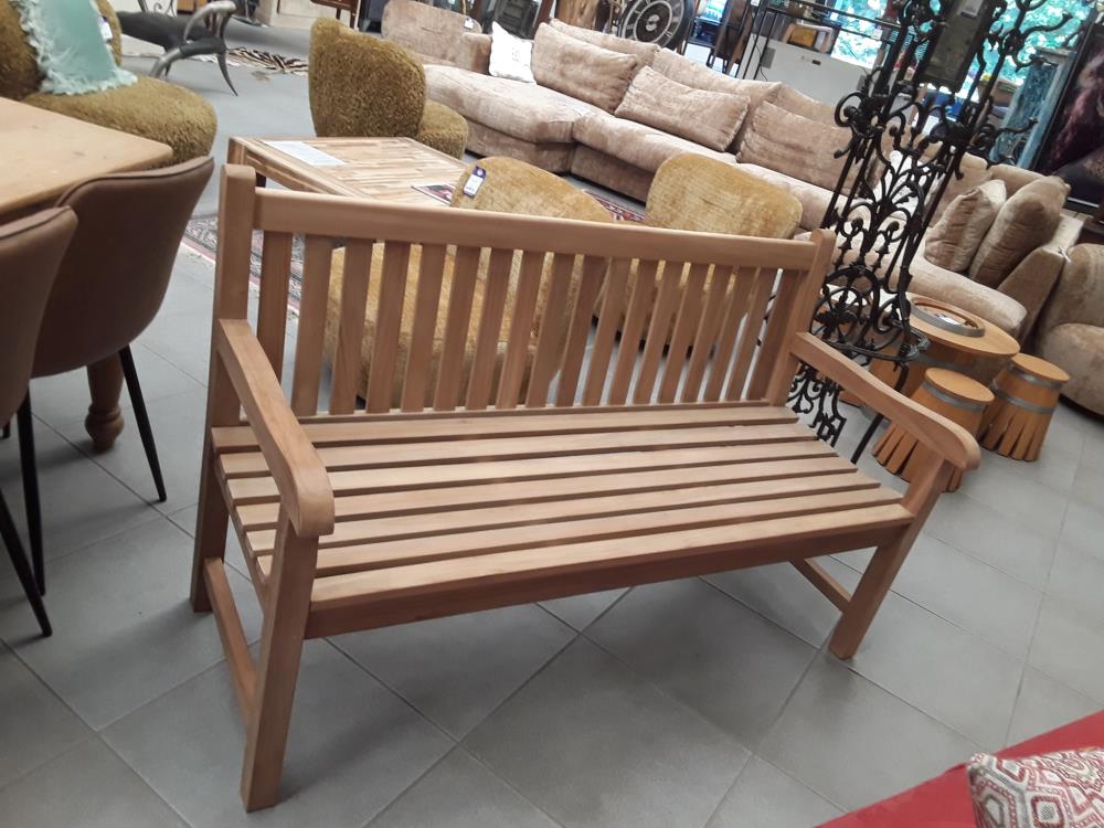 BANC DROIT DE JARDIN ET TERRASSE EN TECK 1ER CHOIX EN 1M60 3 PERSONNES