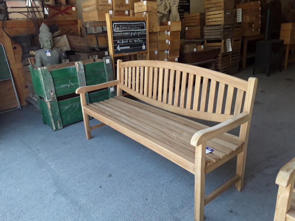 BANC COURBE DE JARDIN ET TERRASSE TECK 1ER CHOIX EN 1M80 4 PERSONNES