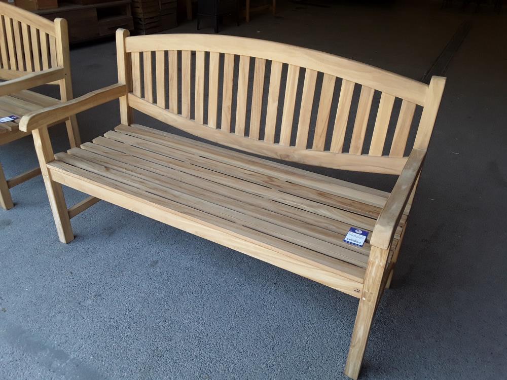BANC COURBE DE JARDIN ET TERRASSE TECK 1ER CHOIX EN 1M60 3 PERSONNES