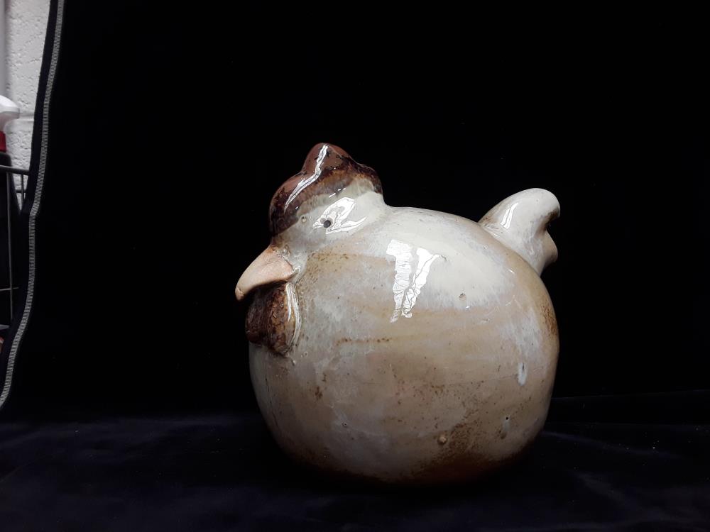 POULE EN CERAMIQUE DÉCO DE JARDIN TERRE CUITE ÉMAILLÉE