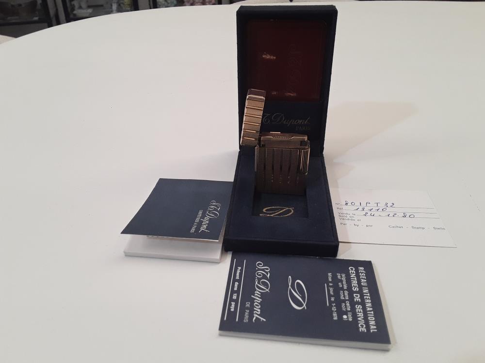 BRIQUET DUPONT L1 PLAQUÉ OR 18 CARATS BOITE LIVRET CARTE