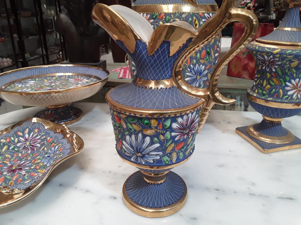 PICHET H BECQUET QUAREGNON DECOR FLEURI FAIENCE ÉMAILLÉE 1956