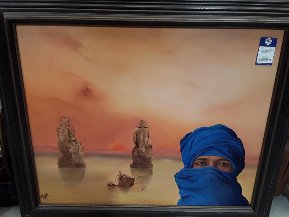 PEINTURE TOUAREG SIGNÉ LUC GENOT PEINTRE BELGE 1943/1995 1M25/1M10