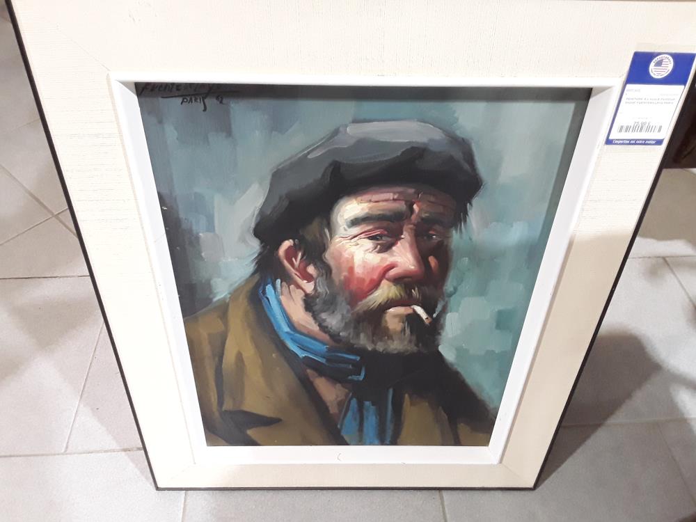 PEINTURE A L'HUILE FUMEUR SIGNÉ FUENTEPELAYO PARIS 