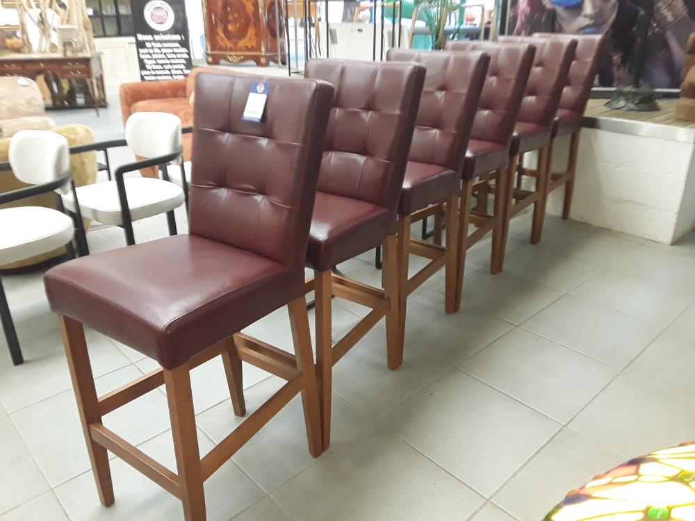 LOT DE 6 CHAISES HAUTES  PIETEMENT TECK