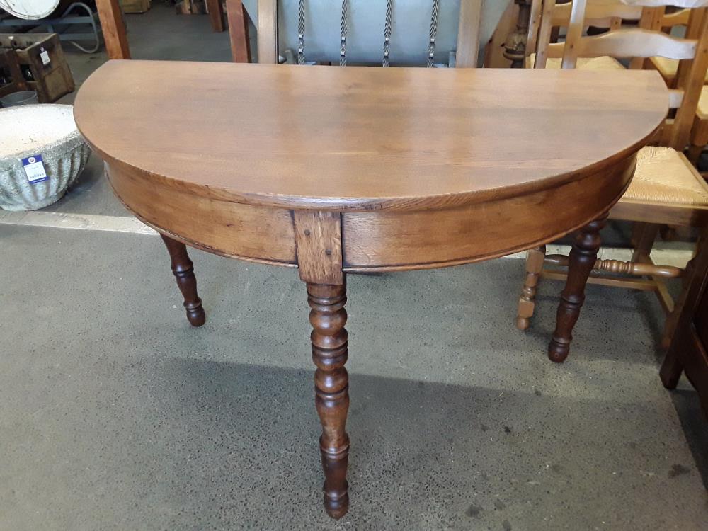 TABLE DEMI LUNE EN CHÊNE 59CM/1M20