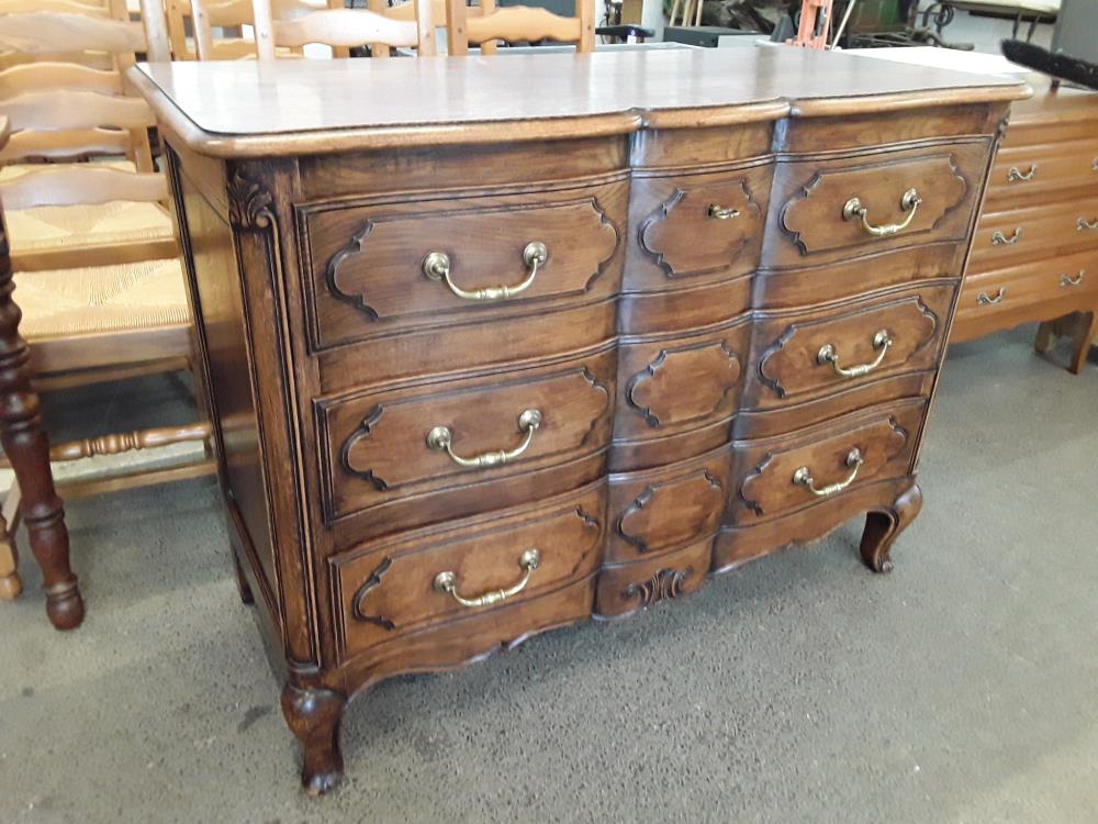 COMMODE EN ARBALÈTE CHENE  3 TIROIRS  +1CLÉ
