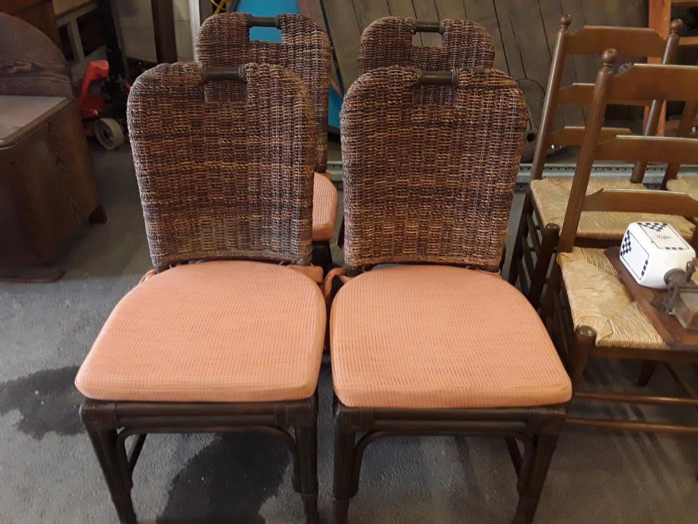 SERIE DE 4 CHAISES BAMBOU 