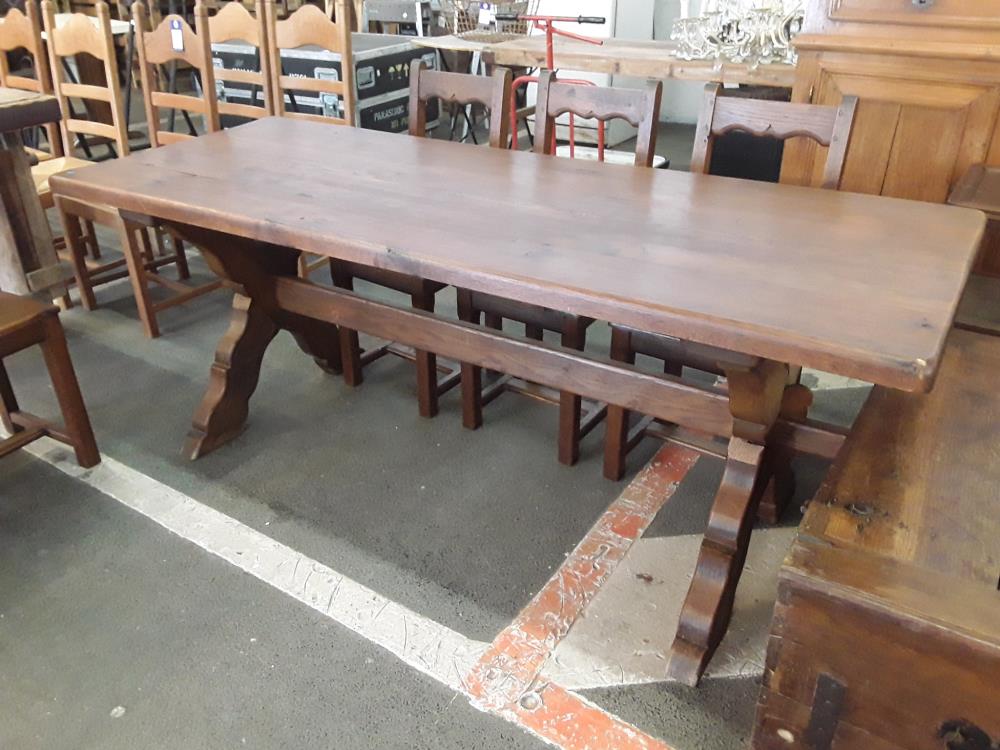 TABLE EN CHENE MASSIF PIEDS CROISILLONS L2M/H77/L76