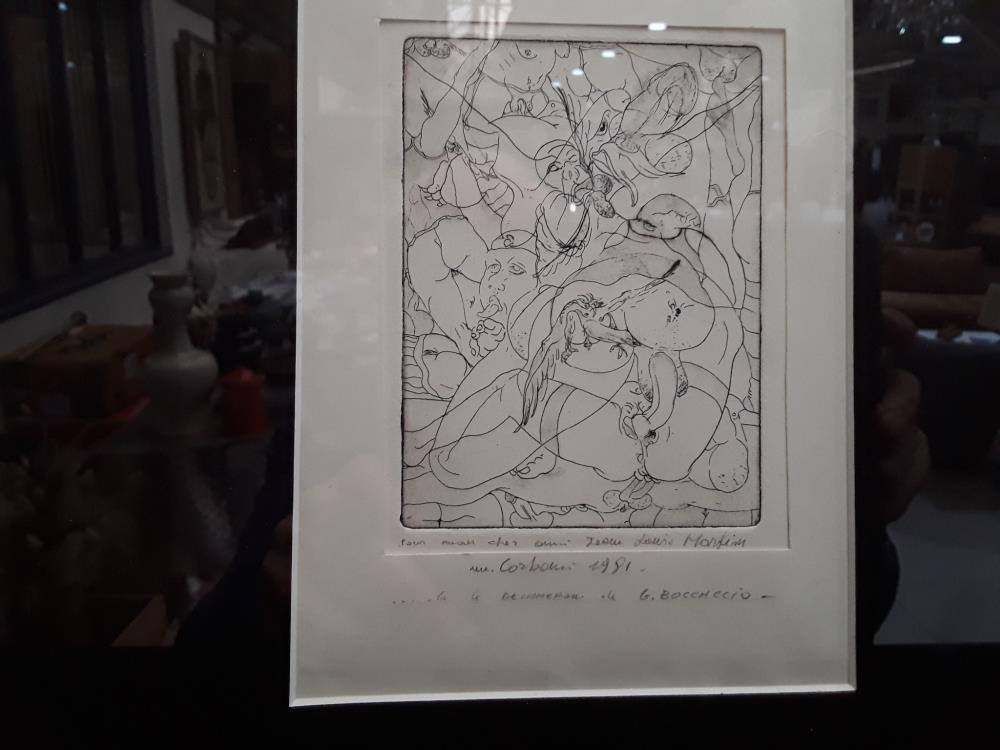 LITHOGRAPHIE SIGNÉE BOCCACCIO POUR M. MARTIN