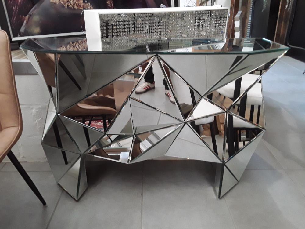 CONSOLE MIROIR À FACETTES DESIGN 