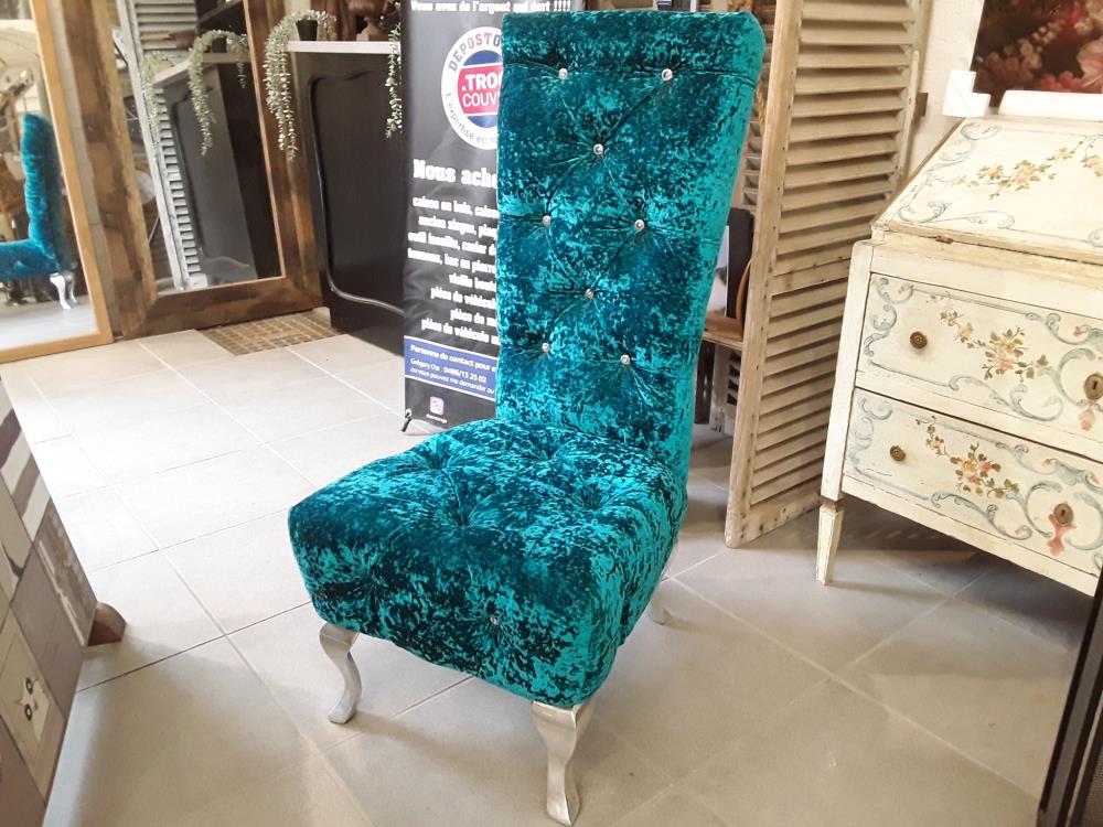 FAUTEUIL BRETZ DESIGN GARNISSAGE VELOURS DIAMANTS 