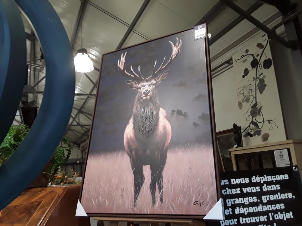 CADRE CERF PEINTURE SUR TOILE 1M/70CM 