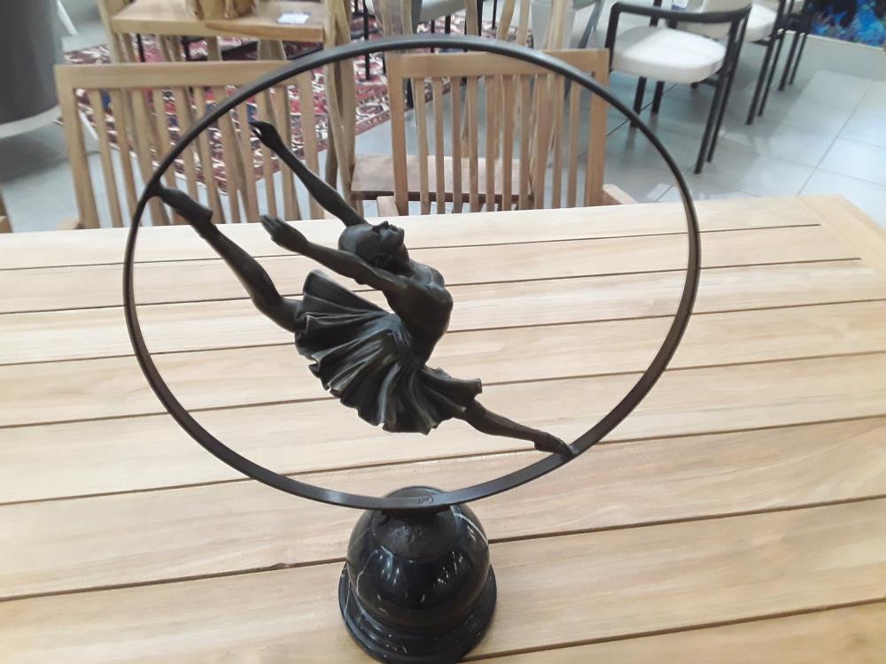 SCULPTURE BRONZE DANSEUSE DANS UN ANNEAU SIGNÉE COLLINET