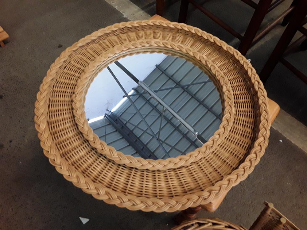 MIROIR EN JONC TRESSÉ 