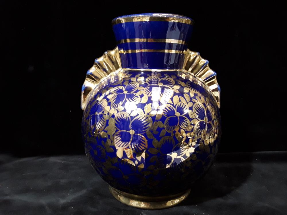 VASE BLEU ET OR ANNÉE 50