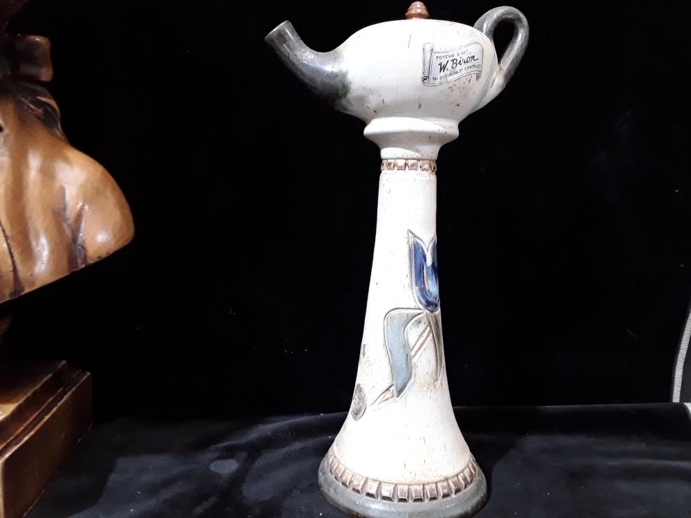 LAMPE À HUILE EN GRES BIRON 