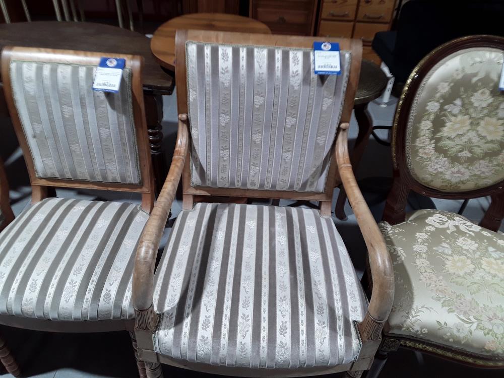 FAUTEUIL VELOURS LIGNE STYLE DIRECTOIRE ORME BLANC