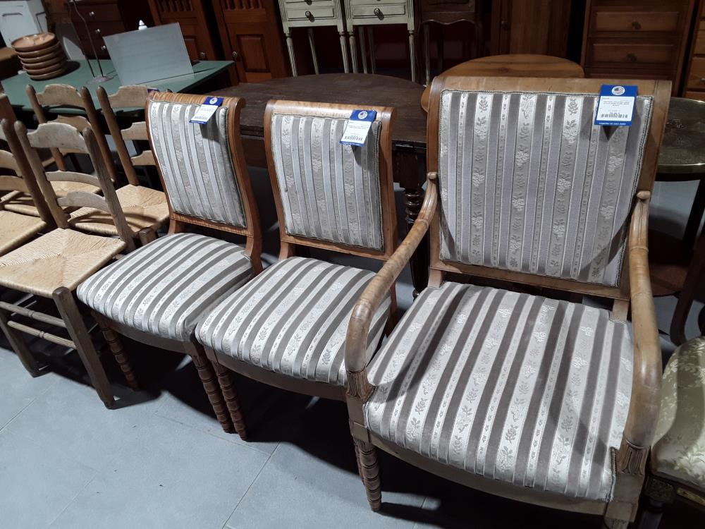 FAUTEUIL VELOURS LIGNE STYLE DIRECTOIRE ORME BLANC