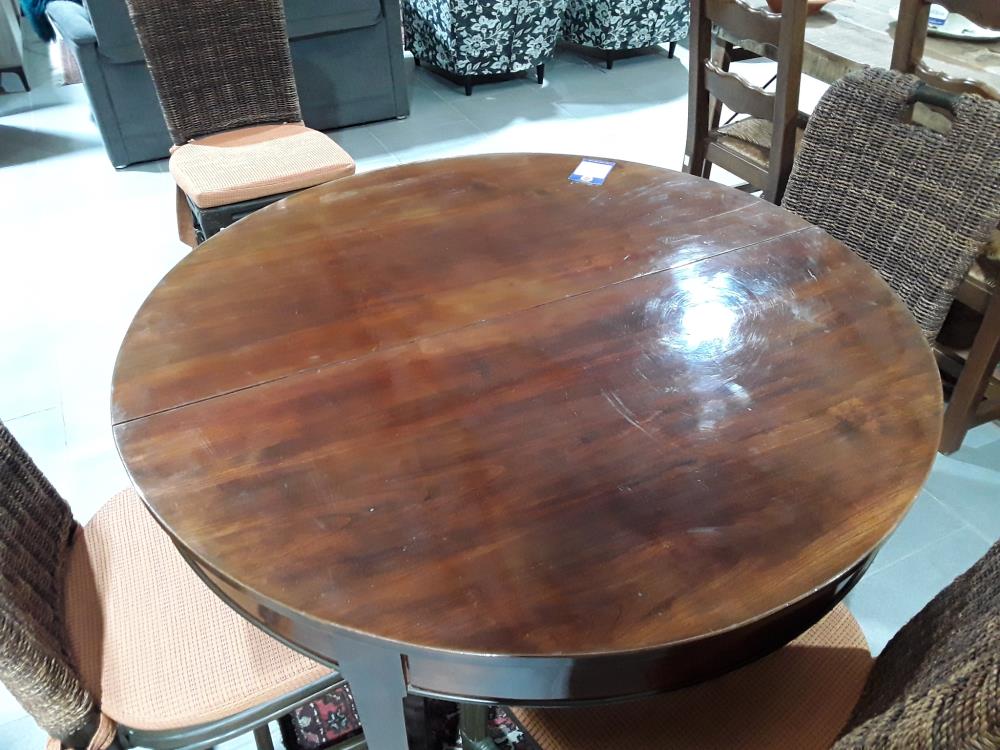 TABLE RONDE 6 PIEDS ACAJOU