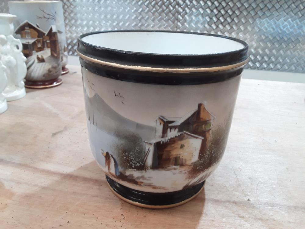 CACHE POT EN PORCELAINE DÉCOR HIVERNAL 