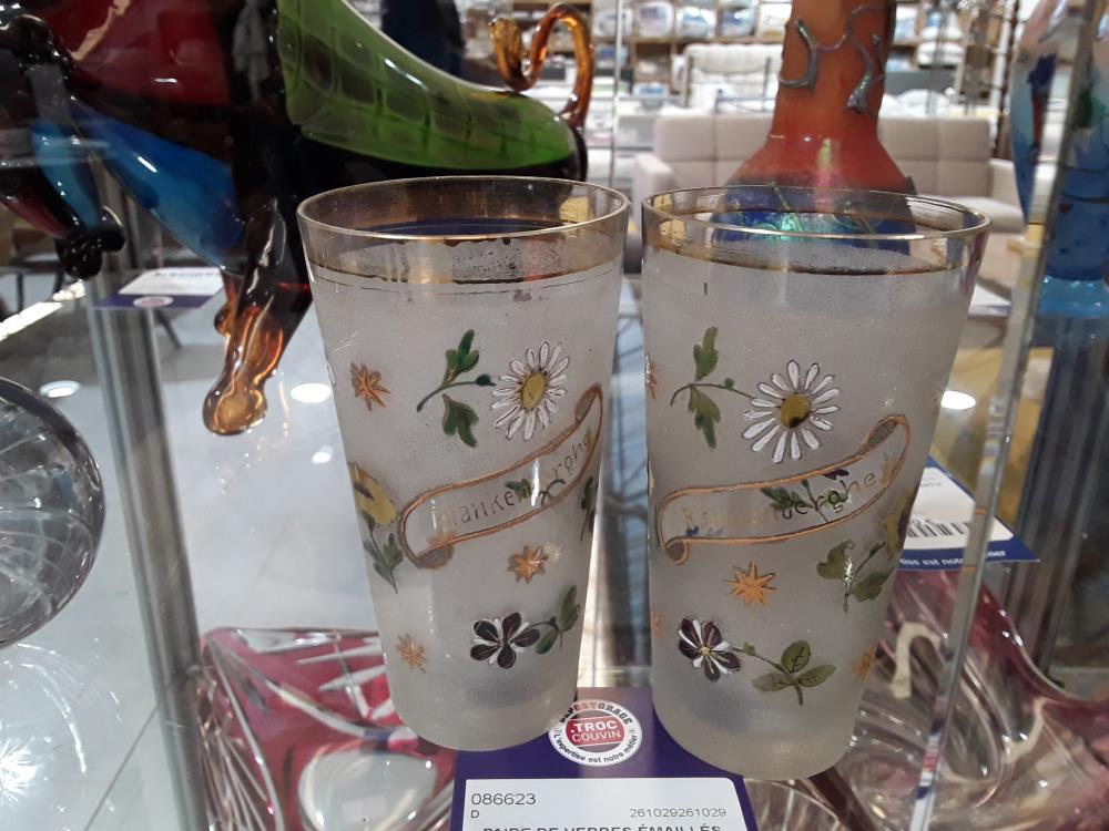 PAIRE DE VERRES ÉMAILLÉS BLANKENBERGE DEBUT 20EME