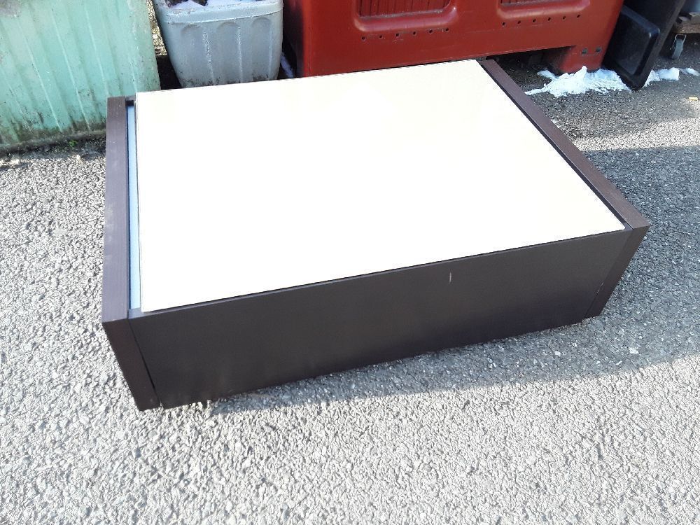 Table Basse Teinté Wengé Verre Taupe Extensible L155 Cm Occasion