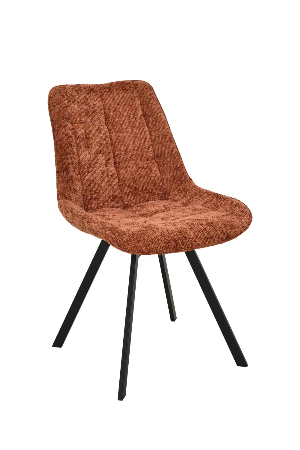 CHAISE JAZZ VELOURS HAGA 44 TERRACOTTA  PIEDS NOIR PIVOTANT 51*62*84*49 CM 