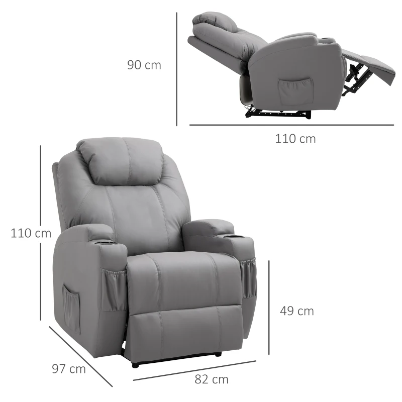 FAUTEUIL LUXE DE RELAXATION ET MASSAGE INCLINAISON DOSSIER REPOSE-PIED ÉLECTRIQUE REVÊTEMENT SYNTHÉT