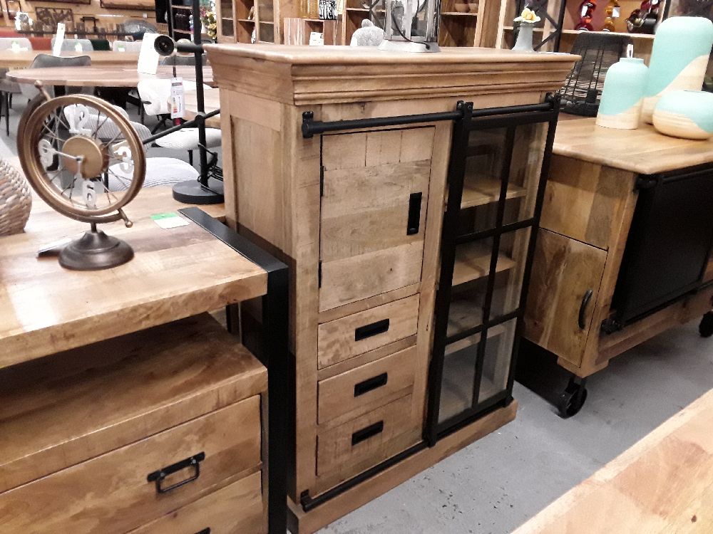 MEUBLE D APPOINT VITRINE BASSE MANGUIER H120