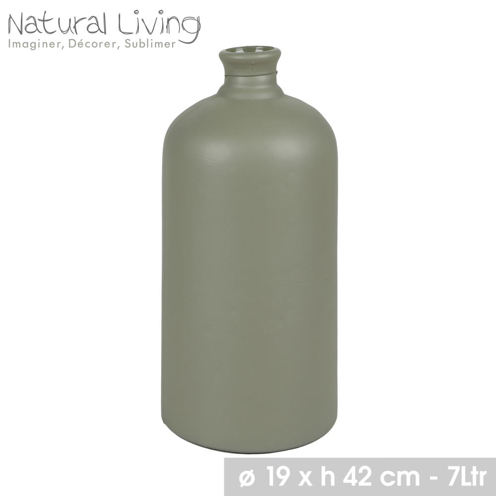 VASE SARAH 7L OLIVE VERRE RECYCLE D19XH42CM