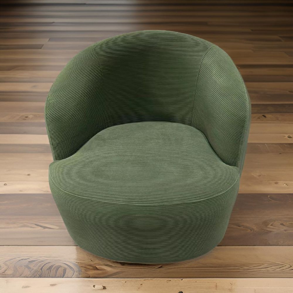 FAUTEUIL BELLA  ROND COTELE VERT PIVOTANT 