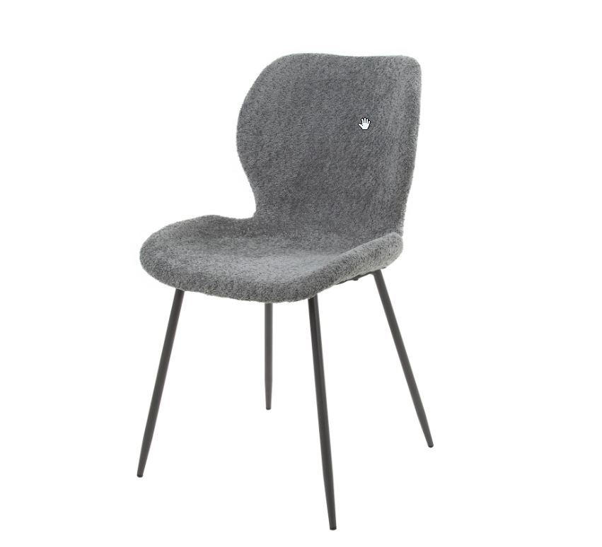 CHAISE BOUCLE GRIS PIED ROND 