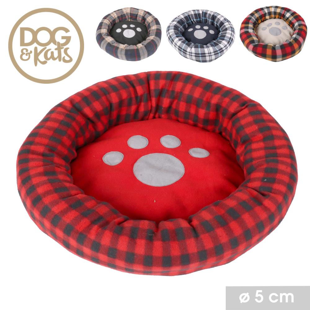 COUSSIN POUR CHIEN D55CM ROUGE/GRIS/MARRON/BLEU