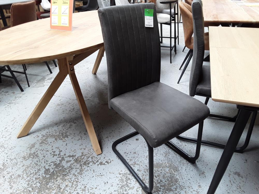 CHAISE ELKE  MICROFIBRE ANTHRACITE GRIS FONCE