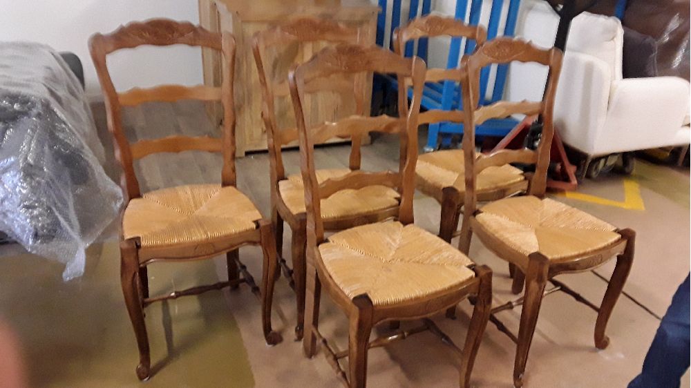 LOT DE 5 CHAISES PAILLÉES 