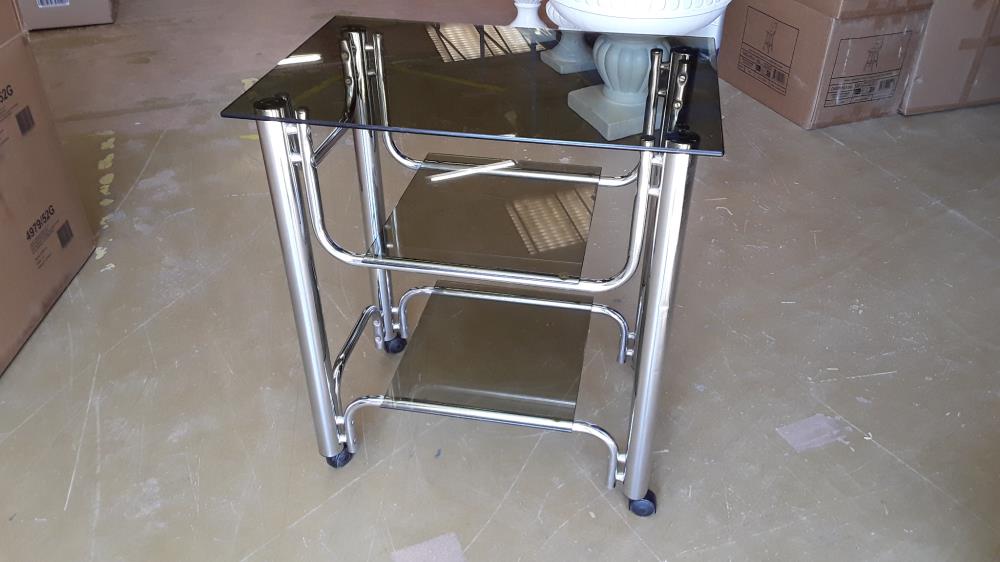 MEUBLE D'APPOINT VINTAGE VERRE CHROME 