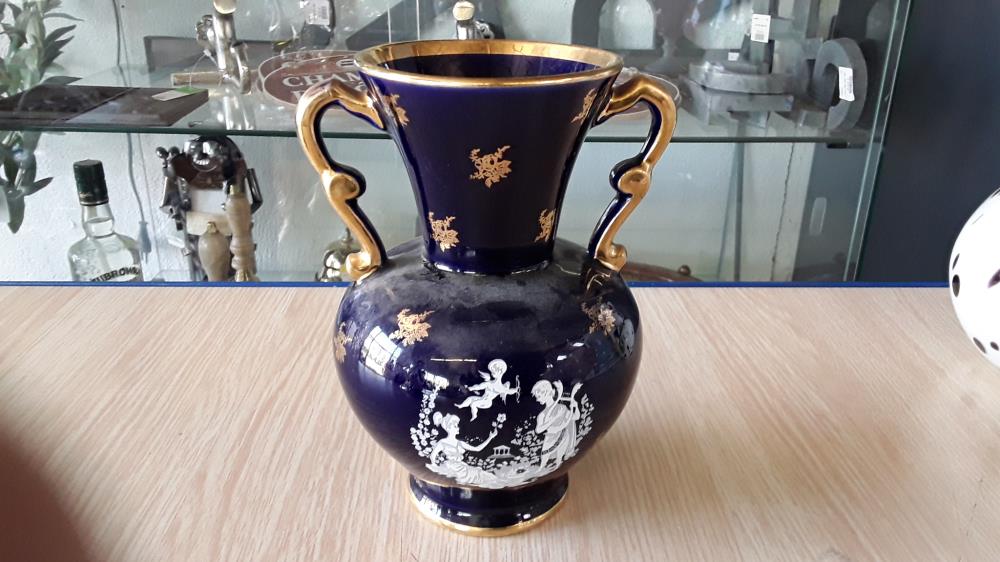VASE DORÉ BLEU