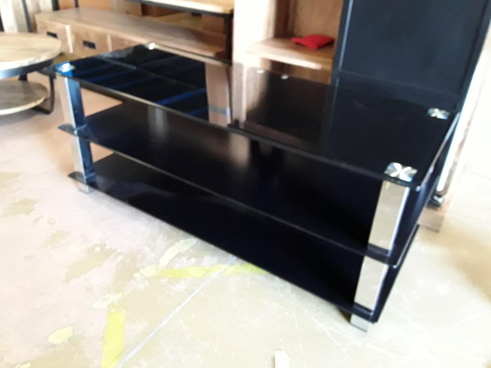 MEUBLE TV VERRE NOIR