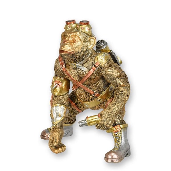 FIGURINE STEAMPUNK EN RÉSINE D'UN CHIMPANZÉ
