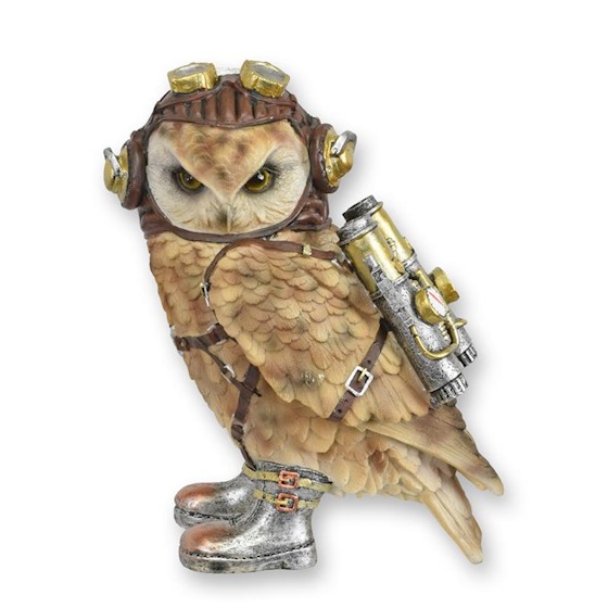 FIGURINE STEAMPUNK EN RÉSINE D'UN HIBOU