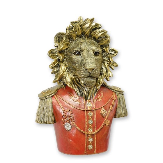 BUSTE EN RÉSINE D'UN LION HABILLÉ