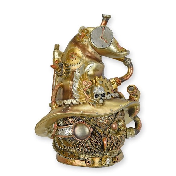 FIGURINE STEAMPUNK EN RÉSINE D'UNE TÊTE DE HIBOU