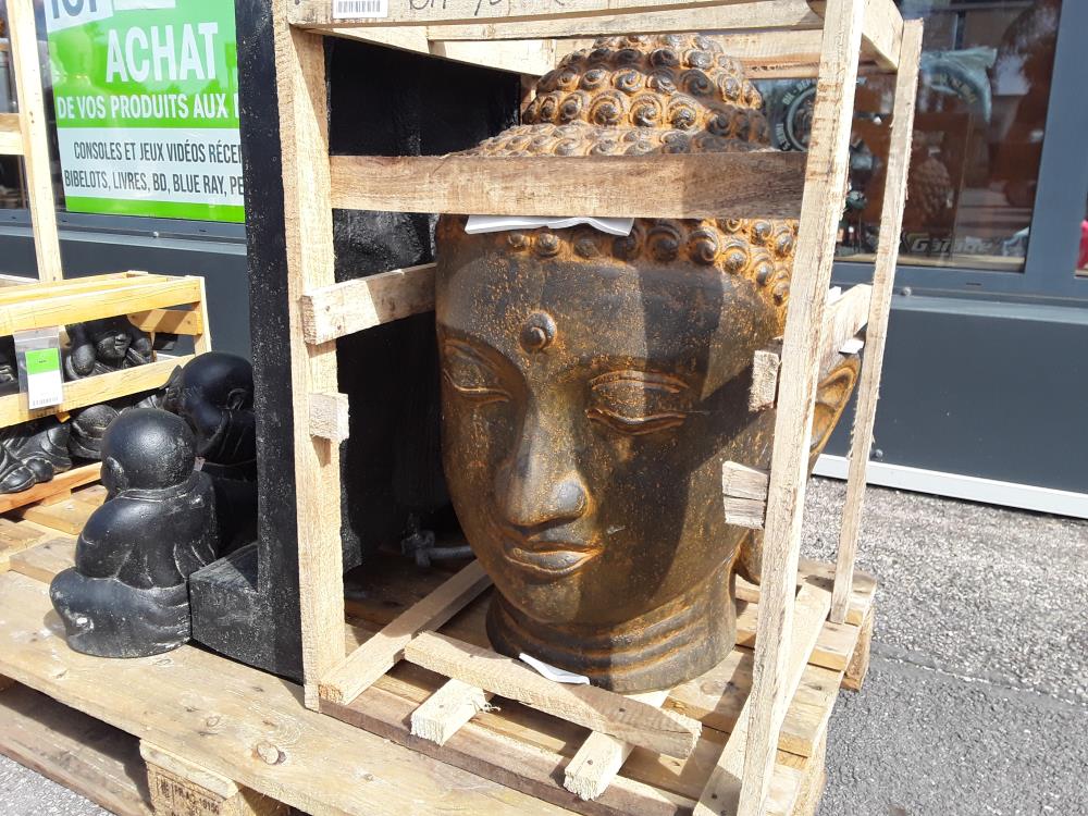 TETE BOUDDHA 75 CM RUST 