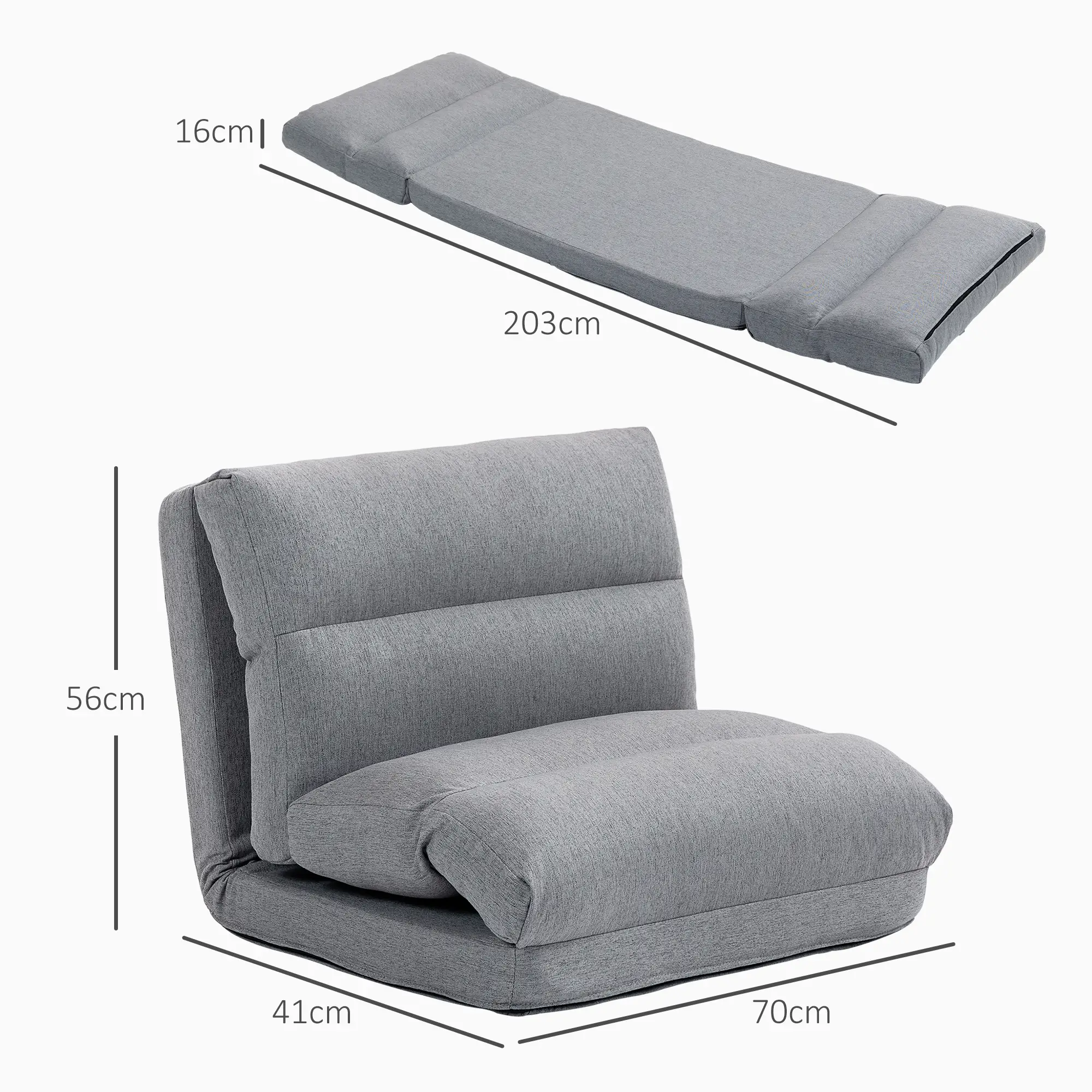 FAUTEUIL DE SOL  CONVERTIBLE EN LIT INCLINABLE 90° À 180° TISSU - 70L X 41P/ NEUF DESTOCK