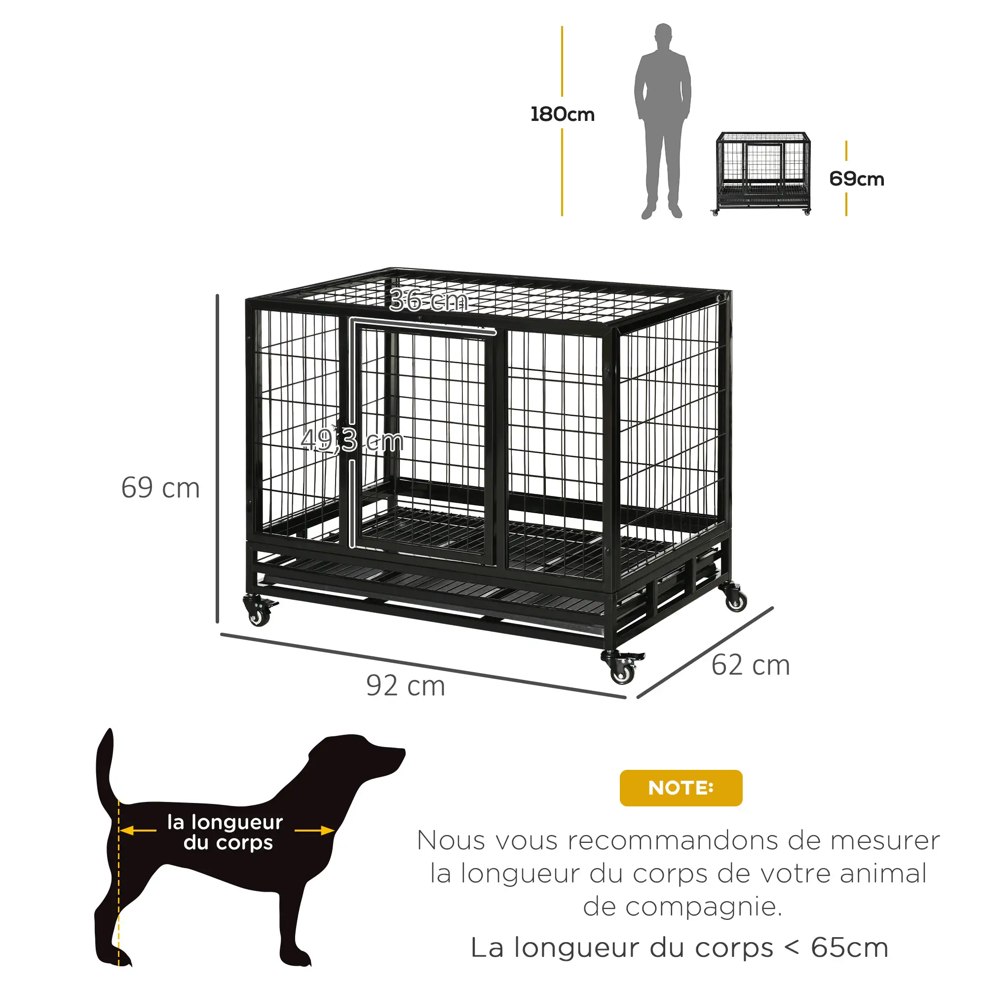   CAGE DE TRANSPORTPOUR ANIMAUX SUR ROULETTES 2 PORTES VERROUILLABLES /DESTOCK 