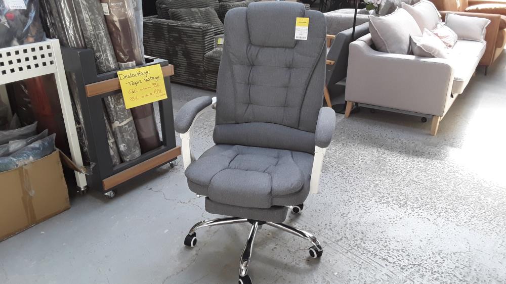 FAUTEUIL DE BUREAU MANAGER GRAND CONFORT REPOSE-PIED DOSSIER INCLINABLE ACCOUDOIRS REMBOURRÉS TISSU 