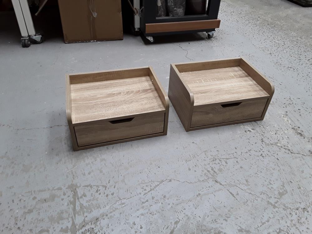 LOT DE 2 CHEVETS TABLES DE NUIT MURALES - TIROIR COULISSANT, PLATEAU /DESTOCK 