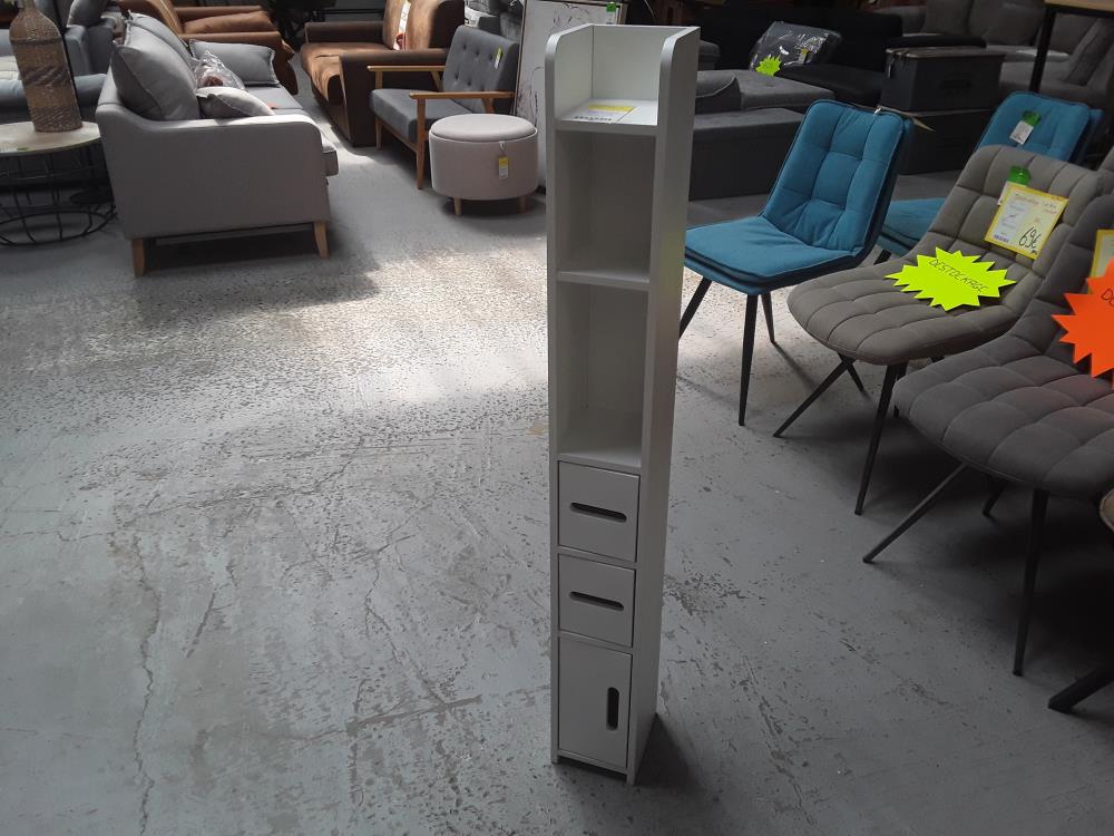MEUBLE BAS COLONNE RANGEMENT  WC 3 PORTES 2 NICHES ÉTAGÈRE BLANC/DESTOCK  