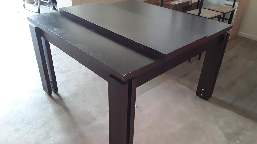 TABLE CARRÉ WENGE 1 ALLONGE EN L'ETAT